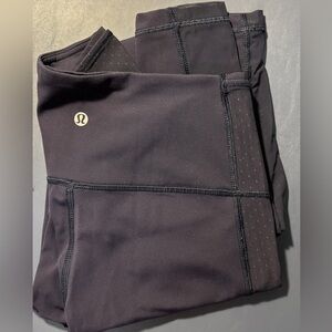 Lululemon Navy Blue Dot Mesh Panel Leggings Size 6 Gym Workout Yoga SKU 10